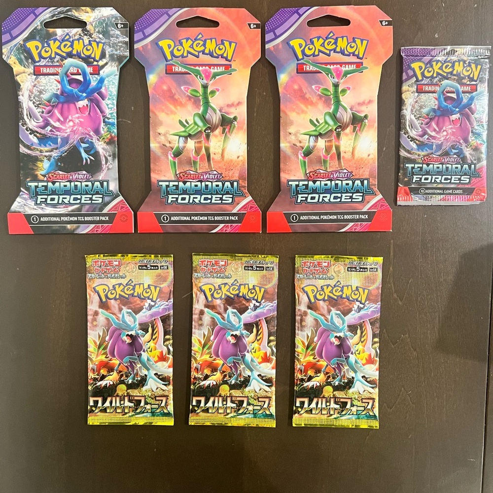 (7) Pokemon Scarlet & Violet Temporal Forces Trading Card Packs